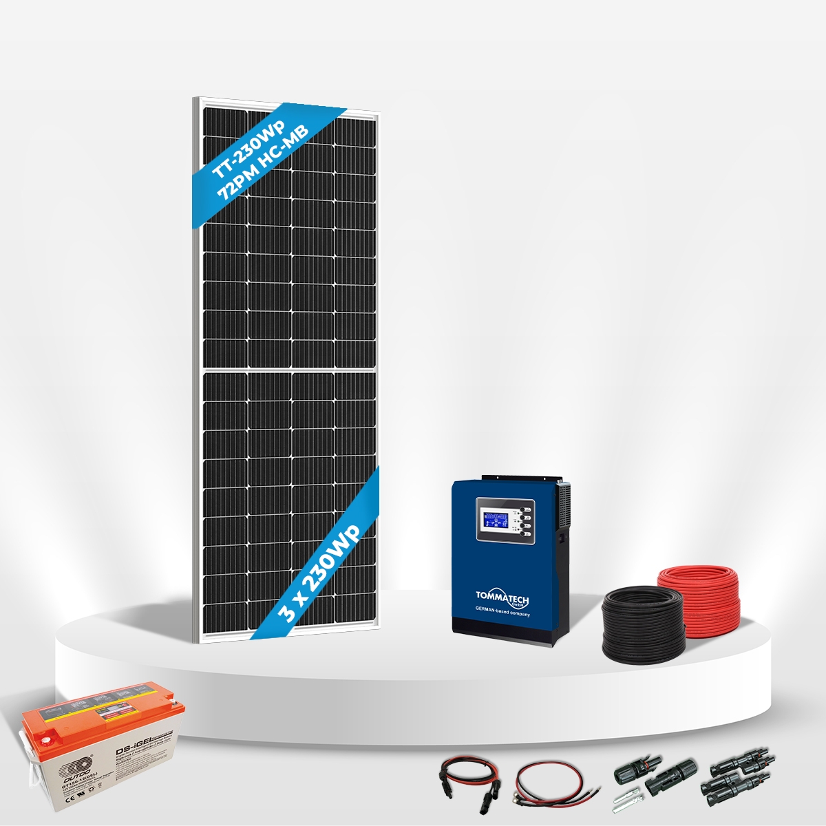 3 Panel(230Wp) 1kWe Off-Grid(12V) Solar Paket