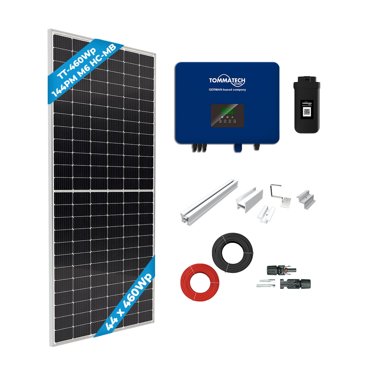 TommaTech 20kWe Ziegeldach-Dreiphasen-Solarpaket für die Netzeinspeisung