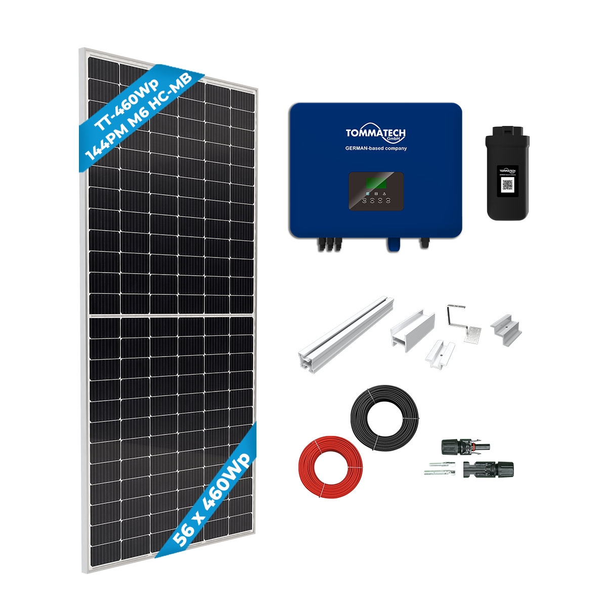 TommaTech 25kWe Tile Roof Three Phase On-Grid Solar Package