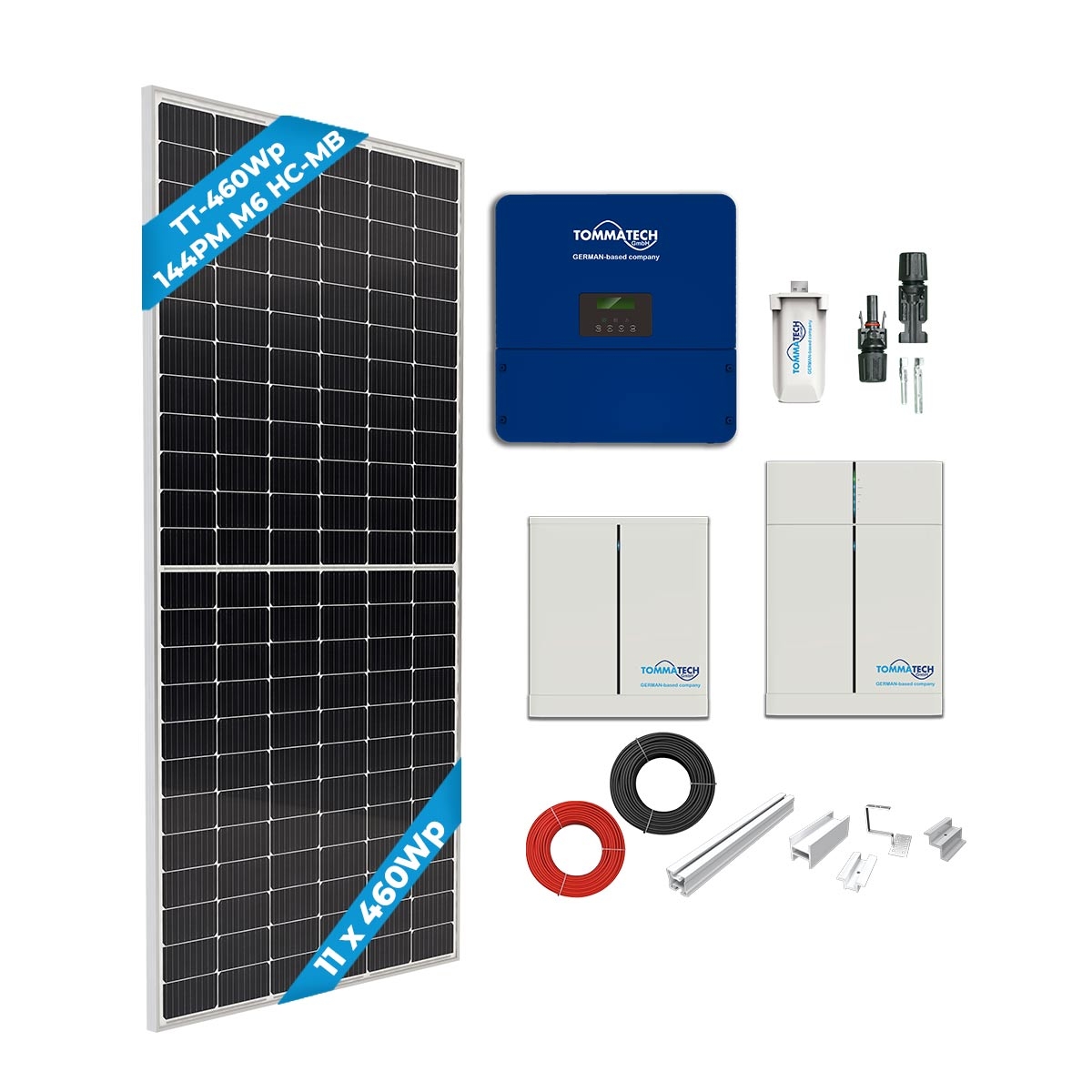 TommaTech 5kWe Tile Roof Single Phase Hybrid Solar Package