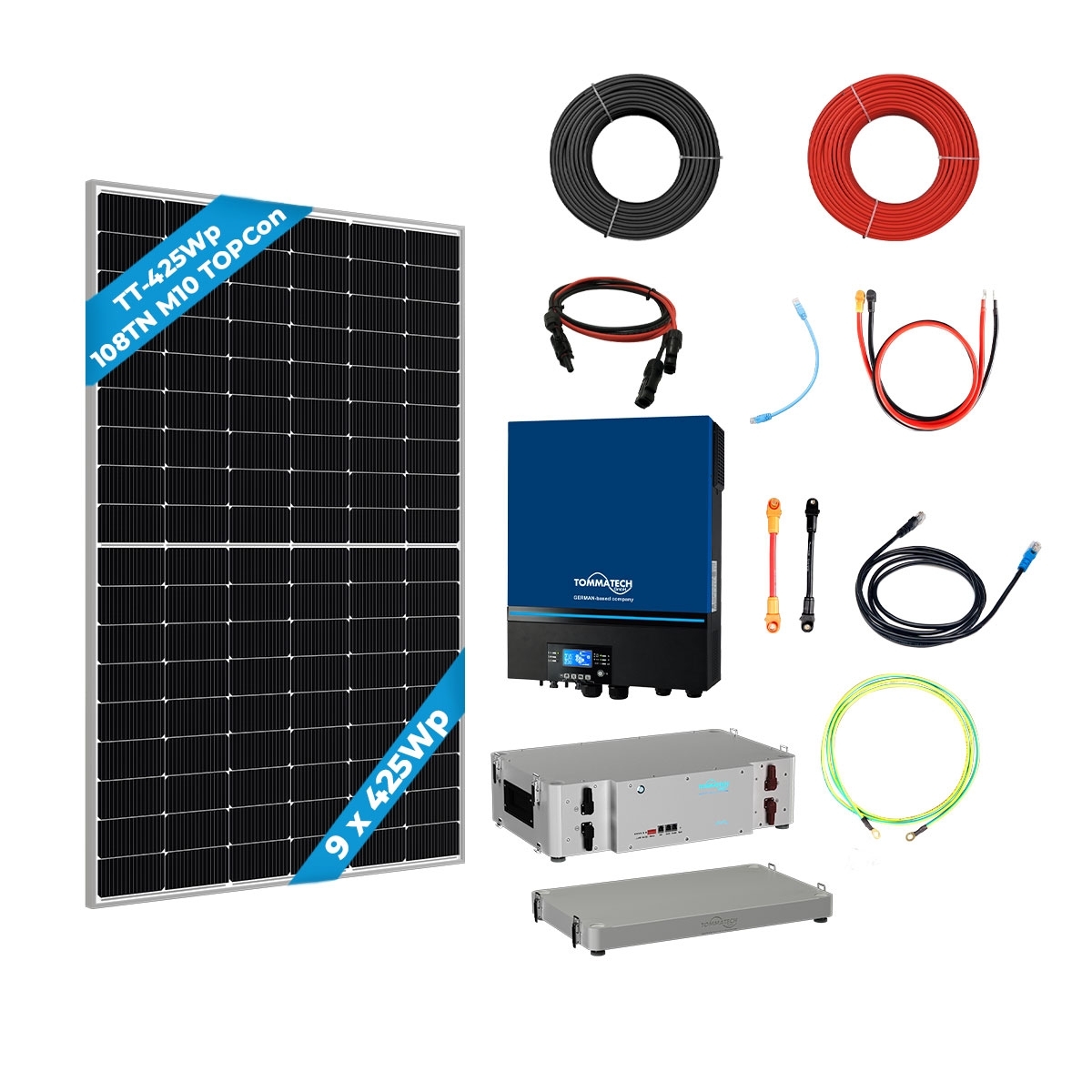 9 Panel(425Wp) 3.6kWe Off-Grid(24V) Solar Package