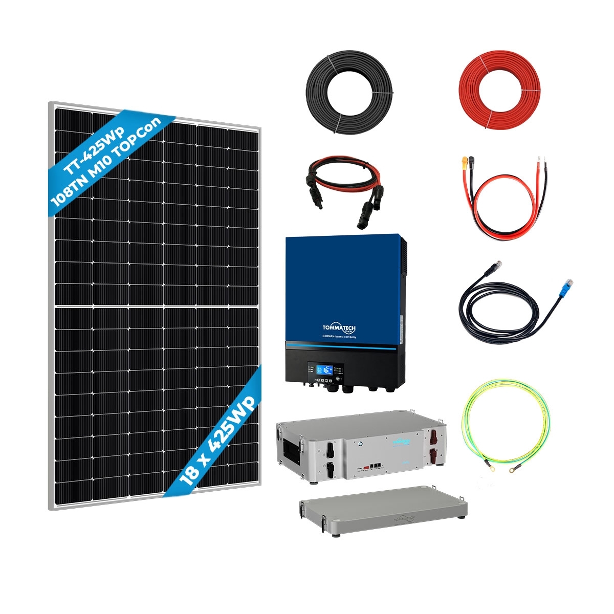 18 Panel (425Wp) 7.2kWe Netzunabhängiges (48V) Solarpaket