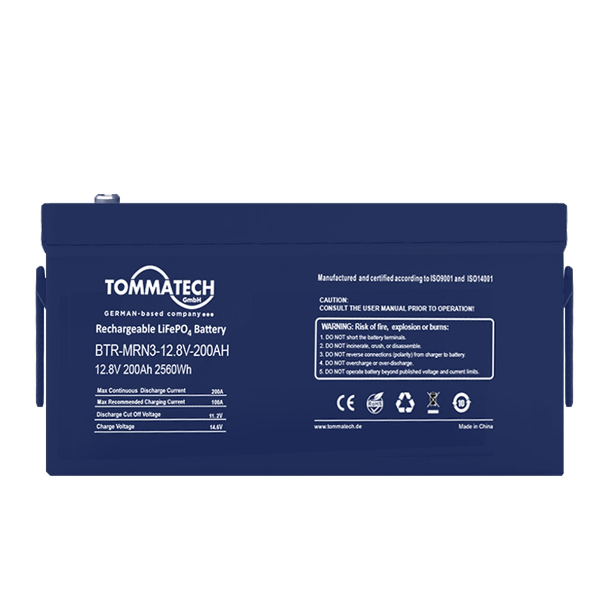 TommaTech ABS+PC-Gehäuse 12,8V-200Ah LFP-Bootsbatterie