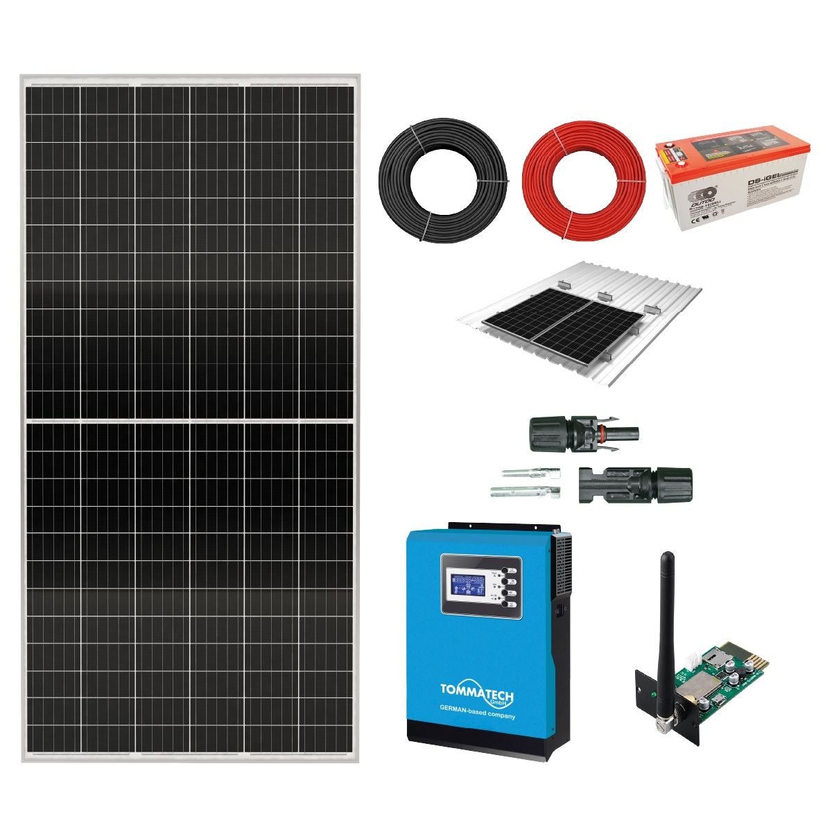 1kW / 455Wp / 2.4kWh / 1~ PWM Solar Off-Grid Solution