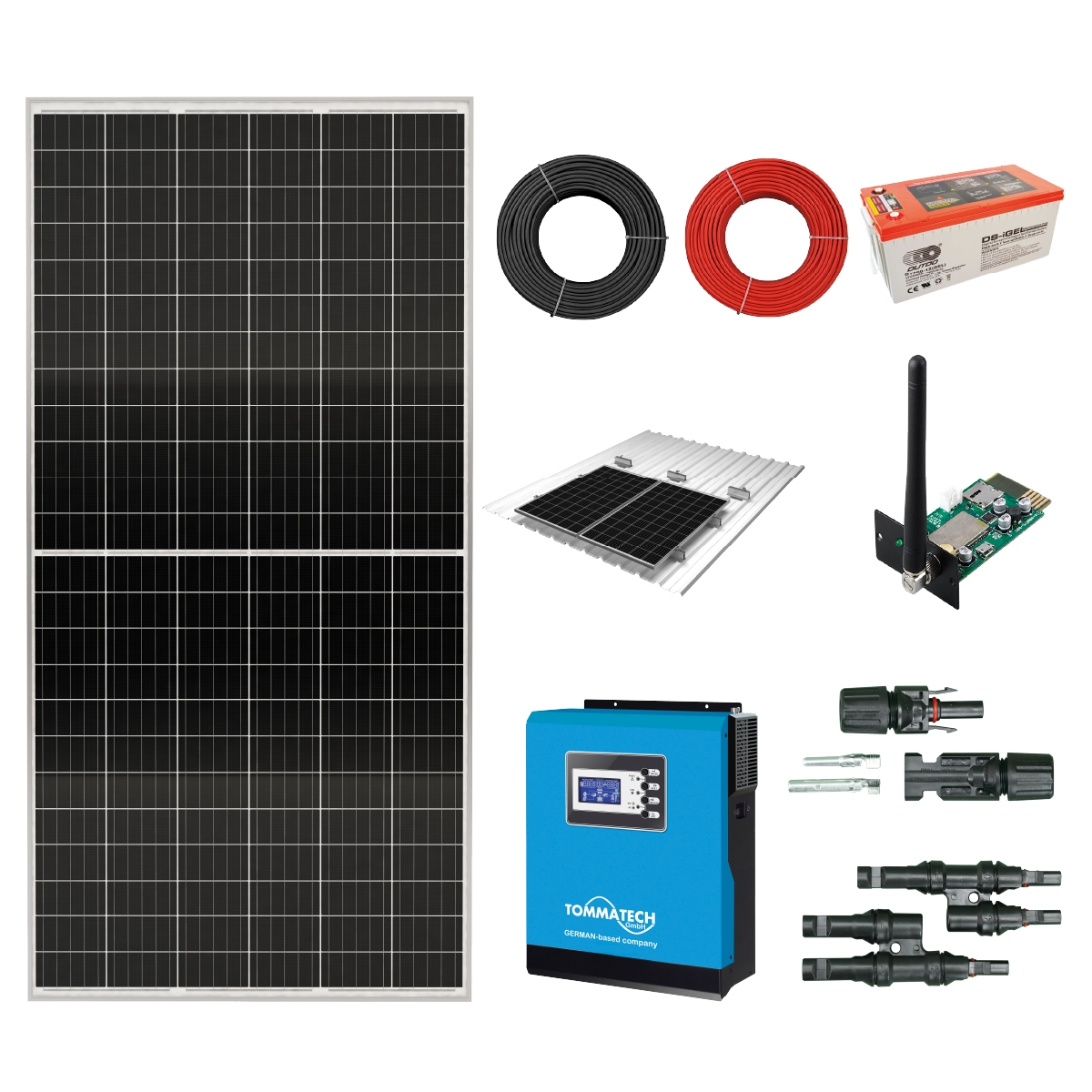 3kW / 910Wp / 9.6kWh / 1~ PWM Solar Off-Grid Solution
