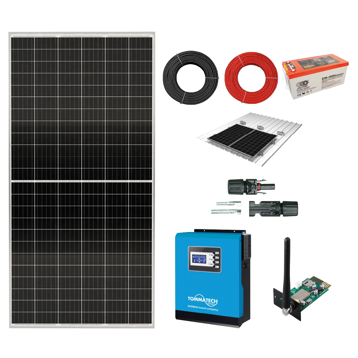 3kW / 910Wp / 9.6kWh / 1~ MPPT Solar Off-Grid Solution
